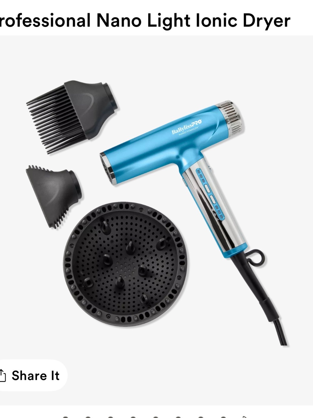 BaByliss Metallic Blue Men’s Hair Dryer with Styling Attachments
